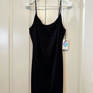 Iris Woman’s Black Dress with Sparkling Straps Size Large